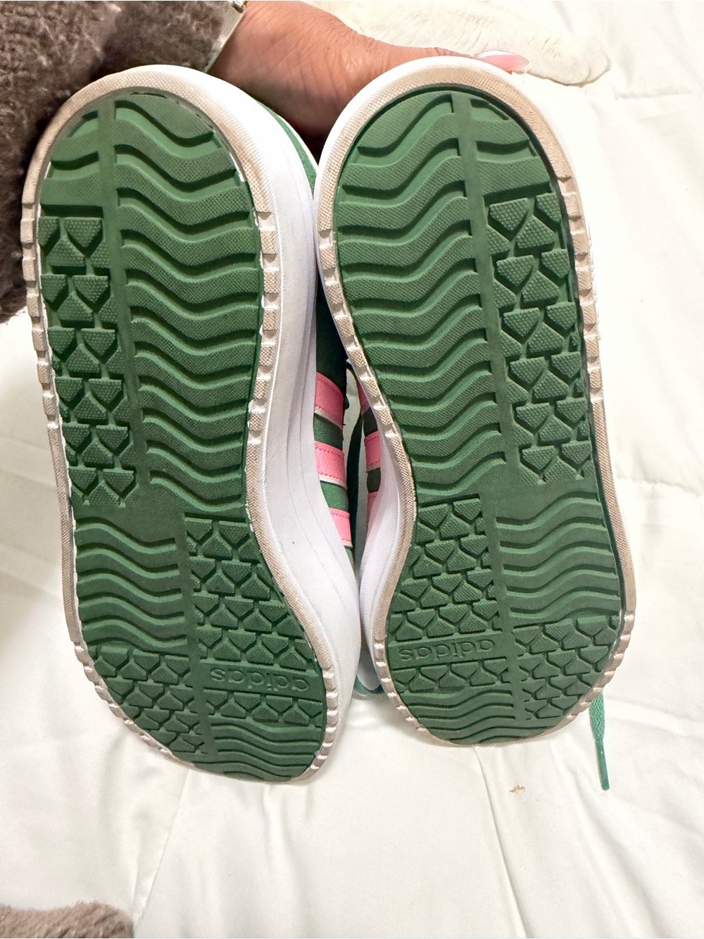 adidas Green Sneakers with Pink Stripes - Women's Lace-Up Casual - Picture 6 of 7